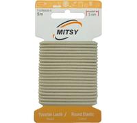 MITSY Cordon élastique rond indéchirable - Cordon en caoutchouc pour couture - Largeur : 3 mm - 5 m - Beige - Solide - Pour pantalons, maison, bricolage, artisanat, tissus à proximité