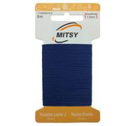 MITSY Cordon en caoutchouc rond indéchirable pour couture - Largeur : 1,5 mm - 5 m - Bleu marine - Fil en caoutchouc rond - Pour la gomme de pantalon, la maison, le bricolage, les tissus à proximité
