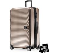 Mitte - Grande valise + étiquette de valise numérique contre la perte de bagages, valise de voyage extension XL, valise à roulettes check-in 4 roulettes doubles, serrure à combinaison TSA,Champagne