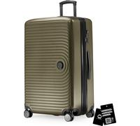 Mitte - Grande valise + étiquette de valise numérique contre la perte de bagages, valise de voyage extension XL, valise à roulettes check-in 4 roulettes doubles, serrure à combinaison TSA,Avocado