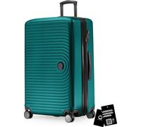 Mitte - Grande valise + étiquette de valise numérique contre la perte de bagages, valise de voyage extension XL, valise à roulettes check-in 4 roulettes doubles, serrure à combinaison TSA,Turquoise