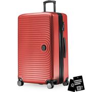 Mitte - Grande valise + étiquette de valise numérique contre la perte de bagages, valise de voyage extension XL, valise à roulettes check-in 4 roulettes doubles, serrure à combinaison TSA,Rouge