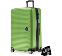 Mitte - Grande valise + étiquette de valise numérique contre la perte de bagages, valise de voyage extension XL, valise à roulettes check-in 4 roulettes doubles, serrure à combinaison TSA,Vert pomme