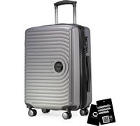 Mitte - valise à main + étiquette de bagage digitale étiquette de valise, trolley de cabine extension XL bagage à bord Hardcase valise à main avion Carry-On 55 L TSASilver matt