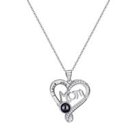 Mittelgroße Collier pour mère avec gravure « Dich ich Liebe » en 100 langues - Collier d'amour pour petite amie - Cadeau pour femme, mère, Saint-Valentin, Noël, Mittelgroße, Bronze, Agate