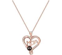 Mittelgroße Collier pour mère avec gravure « Dich ich Liebe » en 100 langues - Collier d'amour pour petite amie - Cadeau pour femme, mère, Saint-Valentin, Noël, Mittelgroße, Bronze, Agate