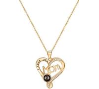 Mittelgroße Collier pour mère avec gravure « Dich ich Liebe » en 100 langues - Collier d'amour pour petite amie - Cadeau pour femme, mère, Saint-Valentin, Noël, Mittelgroße, Bronze, Agate