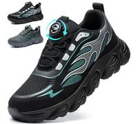 Mitudidi Chaussures de Sécurité Hommes Légère Unisexes Basket Sécurité Chaussure de Sécurité Femme Antidérapant Anti-Crevaison Embout Acier Chaussures Industrielles Noir 40 EU
