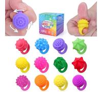 Mity rain Lot de 12 anneaux texturés en silicone pour adultes - Accessoires silencieux en silicone pour soulager le stress quotidien, se concentrer, fournitures de fête, cadeaux de vacances pour