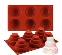 Mity Rain Lot de 2 mini moules à gâteaux en silicone à 3 niveaux - Plusieurs niveaux - Pour cupcakes et gâteaux ronds - Antiadhésif