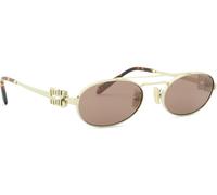 Miu Miu Femme Miu Miu MU 54ZS ZVN70D Lunettes de soleil Métal Or Marron Ronde Normale Miroir