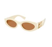 Miu Miu Femme Miu Miu MU 11WS 0MU 11WS 21D90Q Lunettes de soleil Acétate Blanc Marron Ronde Normale