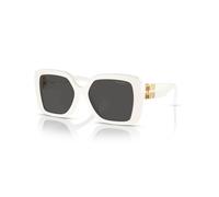 Miu Miu Femme MU 10YS 1425S0 Lunettes de soleil Acétate Blanc Gris Géométrique Normale