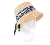 Miu Miu Pre-owned, Femme, Pre-owned, Beige, Taille: ONE Size Chapeau en raphia à carreaux vichy 5Hc307 Pre-owned