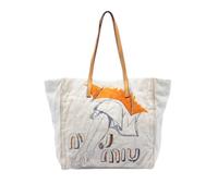 Miu Miu Pre-owned - Tote Bag en Toile Imprimée de Seconde Main - Femme - Pre-owned - Blanc - Taille: ONE Size