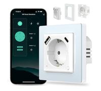 MIUCDA Prise Schuko Wi-Fi avec USB et type C PD 20 W, chargeur rapide, système intelligent encastré 55, prise murale avec mesure de courant, minuterie, commande vocale compatible avec Alexa/Google