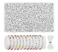 MiuCo Lot de 2000 perles rondes avec lettres de l'alphabet pour bracelets, bandeaux, bijoux, bricolage