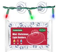 Miuezuth Lot de 120 mini ventouses de Noël - Petits crochets pour guirlande lumineuse - Corde transparente - Pour fenêtre - Pour suspendre des lumières saisonnières et des décorations de Noël