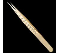 Miuffue Pince à épiler droite dorée pour extension de cils de précision pour greffage d'extension de cils