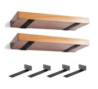 MIUGO Lot de 4 supports d'étagère flottants robustes de 25,4 cm de long, supports pour étagères, supports de support d'étagère murale en métal avec revêtement noir (0,6 cm d'épaisseur)