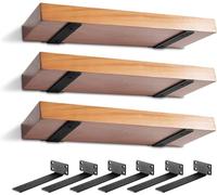 MIUGO Lot de 6 supports d'étagère robustes de 20,3 cm, support mural flottant en forme de L (0,6 cm d'épaisseur), caché et décoratif noir