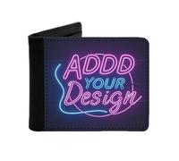 Miujonvy Portefeuille à deux volets pour ajouter vos images de texte, cuir synthétique PU avec poche pour pièces de monnaie, 6 emplacements pour cartes de crédit, compartiments pour billets de banque