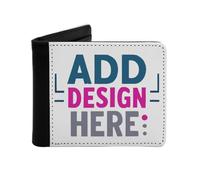 Miujonvy Portefeuille pour homme Ajoutez votre design ici en cuir synthétique super fin avec poche pour pièces de monnaie, 6 emplacements pour cartes de crédit, compartiments pour billets de banque