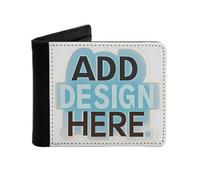 Miujonvy Your Design Here Portefeuille fin à deux volets en cuir synthétique synthétique avec poche pour pièces de monnaie, 6 emplacements pour cartes de crédit, compartiments pour billets de banque