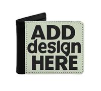 Miujonvy Your Design Here Portefeuille fin à deux volets en cuir synthétique synthétique avec poche pour pièces de monnaie, 6 emplacements pour cartes de crédit, compartiments pour billets de banque