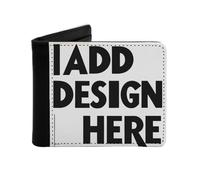 Miujonvy Your Design Here Portefeuille pour homme en cuir synthétique avec poche pour pièces de monnaie, 6 emplacements pour cartes de crédit, compartiments pour billets de banque, Noir , Taille