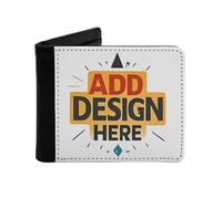 Miujonvy Your Design Here Portefeuilles pour pièces de monnaie et cartes d'identité avec poche pour pièces de monnaie, 6 emplacements pour cartes de crédit, compartiments pour billets de banque, Noir