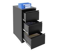 MIUKYUI Armoire de sécurité haute sécurité en métal robuste à 3 tiroirs avec serrure individuelle en acier laminé à froid 103 cm de haut pour bureau et archives (noir)