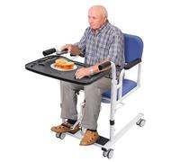 MIUKYUI Ascenseur hydraulique combiné avec fauteuil roulant de transport et chaise percée, charge maximale de 330 kg, avec plateau de table amovible et freins, solution d'entretien complète pour la