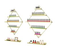 MIUKYUI Étagère à vernis à ongles murale professionnelle Rhombus - Grand design à 5 niveaux - Pour jusqu'à 90 bouteilles en or - Pour studio et maison - Salon de manucure (doré)
