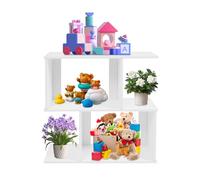 MIUKYUI Lot de 2 étagères à livres ouvertes modernes en PVC à 2 niveaux avec une capacité de charge de 7,5 kg par niveau, avec patins antidérapants et accessoires de montage pour livres et décoration