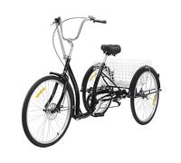 MIUKYUI Tricycle de 26 pouces, tricycle adulte avec 6 vitesses et chaîne à faible entretien - Équipement complet avec frein avant et arrière réflecteur et panier à bagages pour des sorties sûres