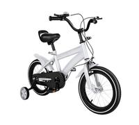 MIUKYUI Vélo pour enfant de 14 pouces, à partir de 3 à 6 ans, pour fille garçon, vélo d'enfant blanc avec garde-boue et frein avant et arrière combinés, en acier au carbone de qualité supérieure