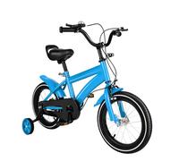 MIUKYUI Vélo pour enfant de 14 pouces, à partir de 3 à 6 ans, pour filles et garçons, blanc avec garde-boue et frein avant et arrière combinés, en acier au carbone de qualité supérieure (bleu)