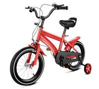 MIUKYUI Vélo pour enfant de 14 pouces, à partir de 3 à 6 ans, pour filles et garçons, blanc avec garde-boue et frein avant et arrière combinés, en acier au carbone de qualité supérieure (rouge)