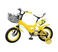 MIUKYUI Vélo pour enfant de 2 à 4 ans avec roues stabilisatrices et double frein - Siège réglable - Hauteur : 80 à 95 cm - Pour garçons et filles de 2 à 4 ans (jaune, noir)