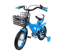 MIUKYUI Vélo pour enfant de 2 à 4 ans avec roues stabilisatrices et double frein - Siège réglable - Hauteur : 80 à 95 cm - Pour garçons et filles de 2 à 4 ans (bleu, noir)