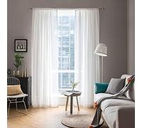 MIULEE 2 Panneaux Couleur Pure Rideaux De Fenêtre Transparents Lisse Élégant Panneaux Voile De Fenêtre/Rideaux/Traitement pour Chambre Salon Blanc 140x245cm Tige de Poche