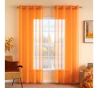 MIULEE 2 Panneaux Rideaux Transparents Fenêtre 140x245cm Orange | Rideaux transparents unis pour fenêtre, tissu lisse élégant adapté au salon et chambre