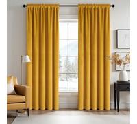 MIULEE Doux Velours Rideau Occultant Thermiques Cadeaux de la Température Rideaux à Oeillets Élégant Décoration pour Chambre Salon Tige de Poche 2 Panneaux 140x245cm Jaune Moutarde