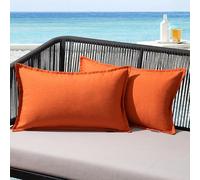 MIULEE Housse Coussin Exterieur Impermeable Imitation de Lin en Polyester Coussins Canape Decoratif Taie Oreiller pour Jardin Balcon Salon Chaise Maison 30x50 cm Lot de 2 Orange