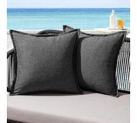 MIULEE Housse Coussin Exterieur Impermeable Imitation de Lin en Polyester Coussins Canape Decoratif Taie Oreiller pour Jardin Balcon Salon Chaise Maison 45x45 cm Lot de 2 Gris Foncé