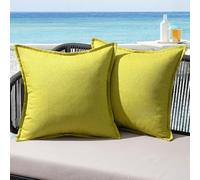 MIULEE Housse Coussin Exterieur Impermeable Imitation de Lin en Polyester Coussins Canape Decoratif Taie Oreiller pour Jardin Balcon Salon Chaise Maison 50x50 cm Lot de 2 Vert