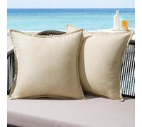 MIULEE Housse Coussin Exterieur Impermeable Imitation de Lin en Polyester Coussins Canape Decoratif Taie Oreiller pour Jardin Balcon Salon Chaise Maison 40x40 cm Lot de 2 Beige