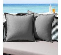 MIULEE Housse Coussin Exterieur Impermeable Imitation de Lin en Polyester Coussins Canape Decoratif Taie Oreiller pour Jardin Balcon Salon Chaise Maison 45x45 cm Lot de 2 Gris Clair