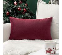 MIULEE Housse de Coussin de en Velours Décoratif Canapé Home Decor Taie d'oreiller Super Doux Decoration Maison Salon Chambre pour Canapé Clic Clac 30 x 50 cm 12"x20",1 pièce Bordeaux
